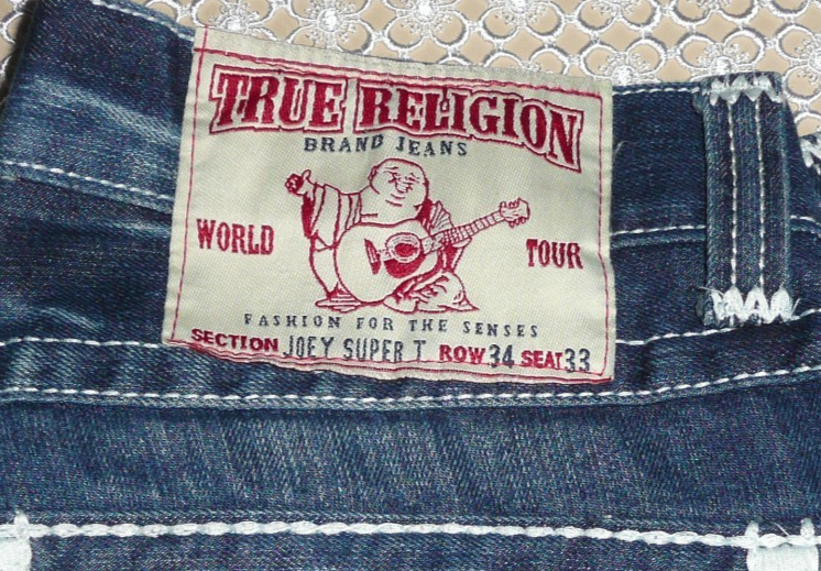 NWOT True Religion Joey Super T Thick Stitch Med Blue Jeans 34 x