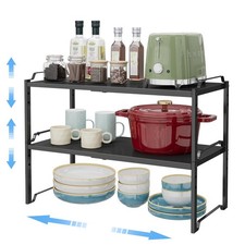 2 Pack 11  Width Expandable Kitchen Cabinet Organizer Shelves, Metal Kitchen Cou
