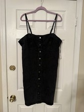Forever 21 Women’s Size 1x Black Denim Spaghetti Strap Dress NWT