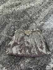 Vintage Art Deco Whiting  Davis Co. Silver Mesh Bag Purse Clutch 2923 READ 