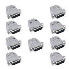 10Pack DB15 Male Connector Kit 2 Row 15 Pin with Gray Hoods, Blue