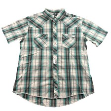 Wrangler Shirt Mens XL Blue Gray Pearl Snap Western Cowboy Short Sleeve