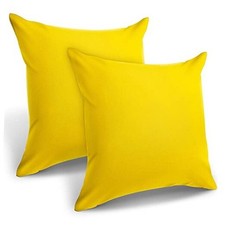 2 Pack 18x18 Inch Waterproof Outdoor Throw Pillow Covers - PU Coated Yellow
