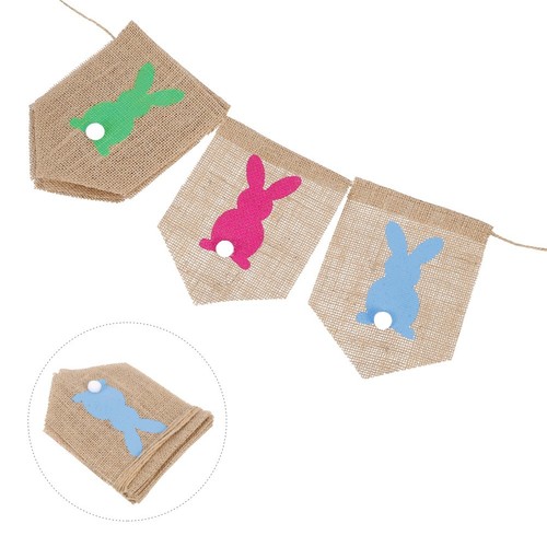 2.8 Meters Easter Bunting Banners Garland Bunny Rabbit Printed Burlap ...