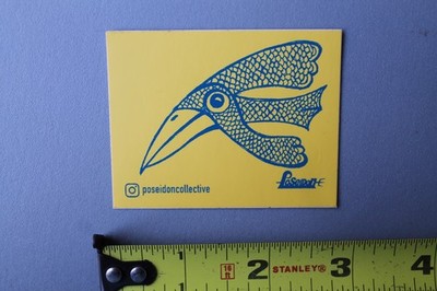 Poseidon Surf Shop Santa Monica Bird OG Blue Yellow V2A Vintage Surfing STICKER