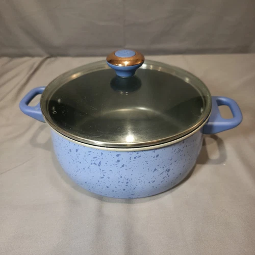 PAULA DEEN - 5 QUART STOCK POT W/ LID - Speckled Blue - No Stick Cookware