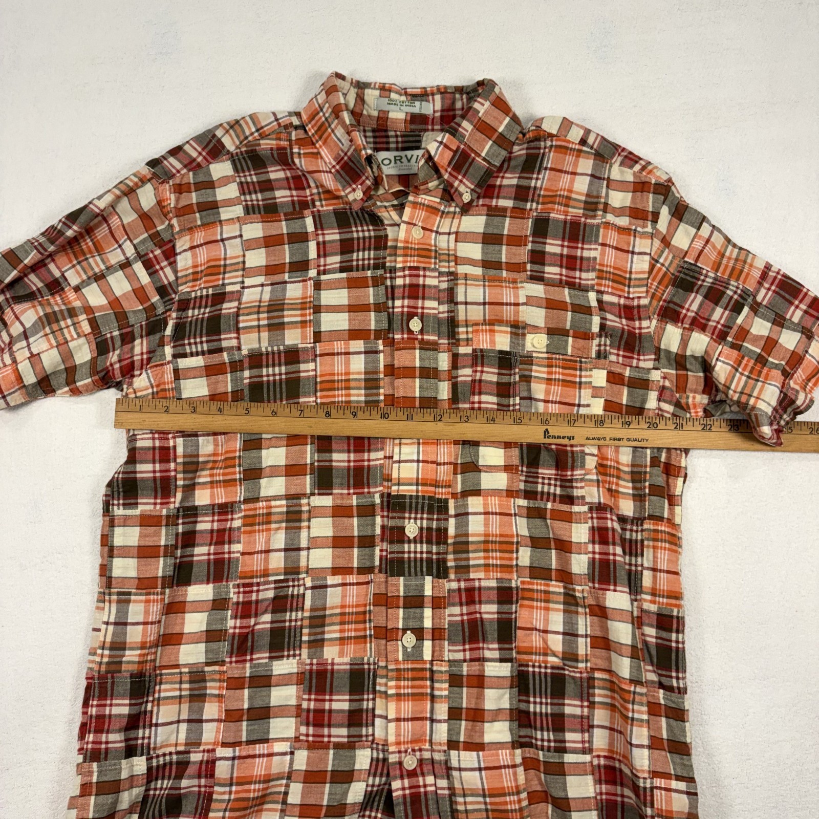 Orvis Men L Authentic Patchwork India Madras Plai… - image 5