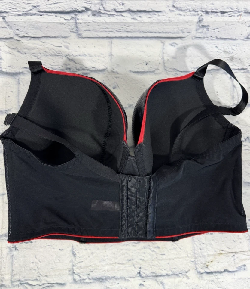 Sujetador Cacique 40DDD para mujer corsé bralette imitación cuero piel de serpiente con aros negro Foto 2 de 3