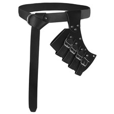 Haakong 2 Pcs Medieval Sword Belt with Frog Holster Medium, Black