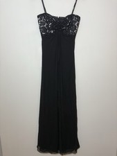 NWT TADASHI COLLECTION EMBELLISH BLACK SILK BALL GOWN Sleeveless Dress Sz 0