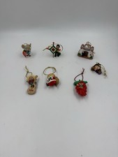 Lot of 7 Vintage Hallmark Feliz Navidad Christmas Ornaments Santa, Mouse NO BOX