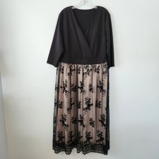 Black Mesh Sequin Overlay Maxi Dress Women's 20W Whimsigoth Fairygrunge Coquette