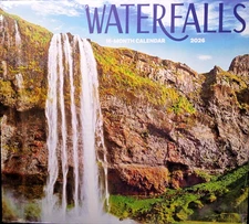2026 Waterfalls 16 Month Calendar 20" x 11" open Home Office Organizer FREE S/H!