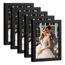 4x6 Picture Frame Set of 5, Black Frames Display Photo 3.5x5 with Mat or 4x6 ...