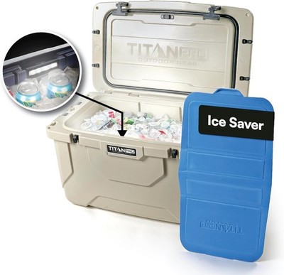 Titan PRO High Performance Ice Chest 55 Quart Capacity Hard Cooler Driftwood Tan