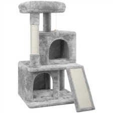 91cm Cat Tree Cat Climbing Tower with Scratching Posts and Board for Cats, Grey