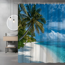 1pc Shower Curtain -Polyester Fabric- 70.8x70.8 Inches With Hooks