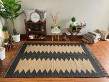 Tappeto Kilim Lana Iuta Tradizionale Aspetto Rustico Tappeto Fatto a Mano per Soggiorno