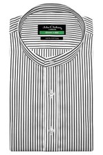 Men's 100 Cotton Formal Office Stripes Shirt Grandad Band China Mandarin Collar