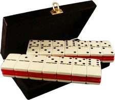 Domino Double Six 6 Two Tone Red White Jumbo ProTournament Size Velvet Box