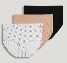 New Jockey Women's sz 8 Underwear Elance Breathe Cotton Briefs 3 Pack Ivory Blac