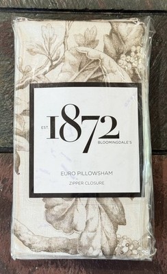 Bloomingdale's 1872 Meridian Tan Toile Print Cotton EURO Pillow Sham 26''x 26''
