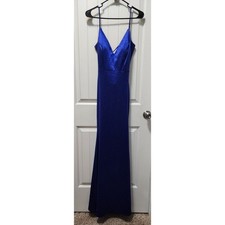 Windsor Royal Blue Glitter Knit Formal Evening Dress Womens Size S