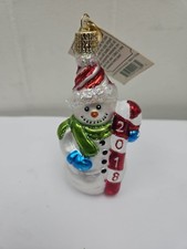2018 Old World Christmas Glass Ornament, Snowman  A34 