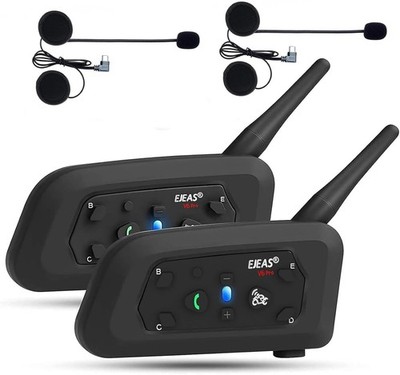 EJEAS V6 Pro+ Motorradhelm Bluetooth 5.1 Intercom Headset, USB-C, 2er Pack