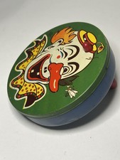 Vintage 1950s US Metal Toy Mfg Co. Tin Litho Clown Noisemaker Party Wood Handle