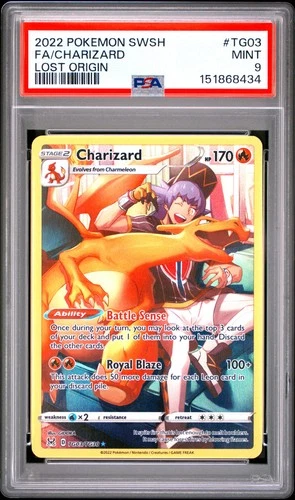 2022 POKEMON SWORD & SHIELD LOST ORIGIN #TG03 FULL ART/CHARIZARD PSA 9