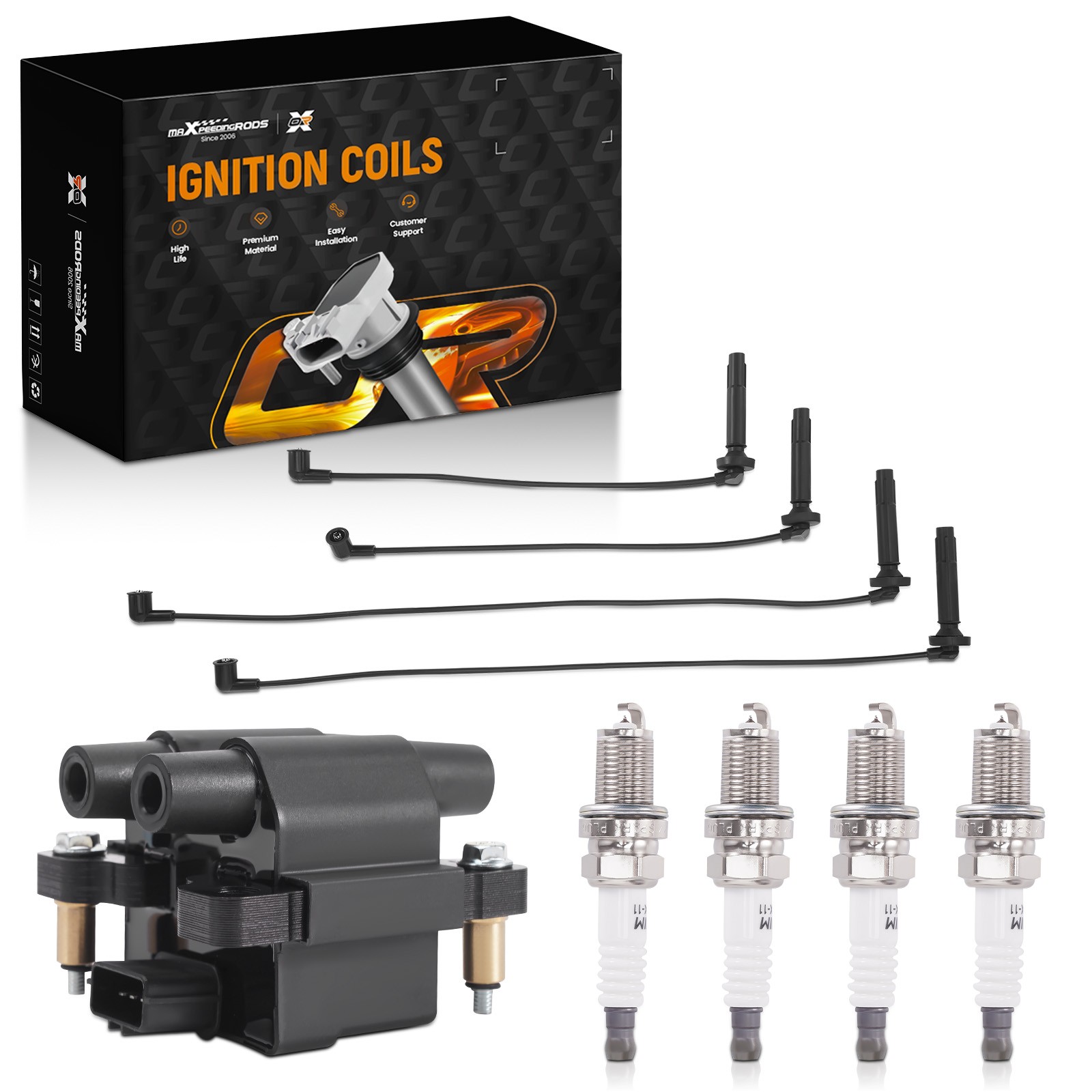 Ignition Coil & Spark Plugs & Wires For 2005-2008 Subaru Forester 2.5L UF538