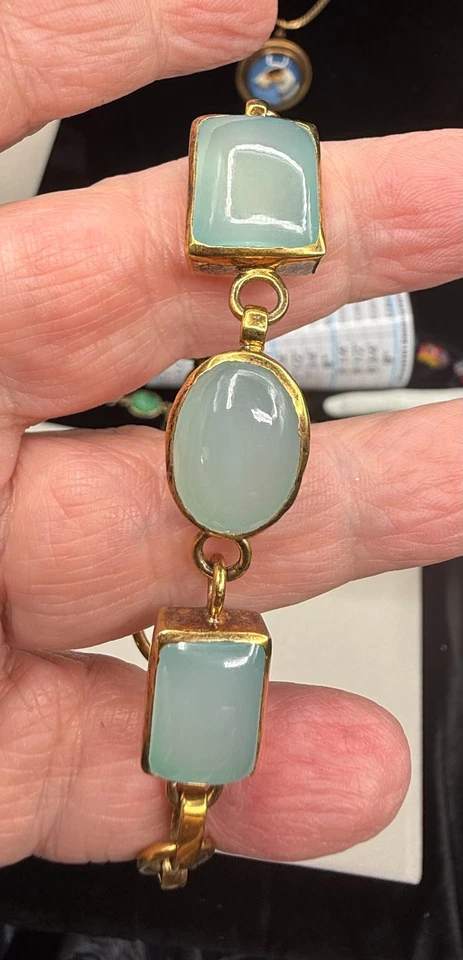 Brazalete Vintage Julie Vos Piedras Azul Claro Placa Oro 24k Palanca ¡IMPRESIONANTE! Foto 3 de 4