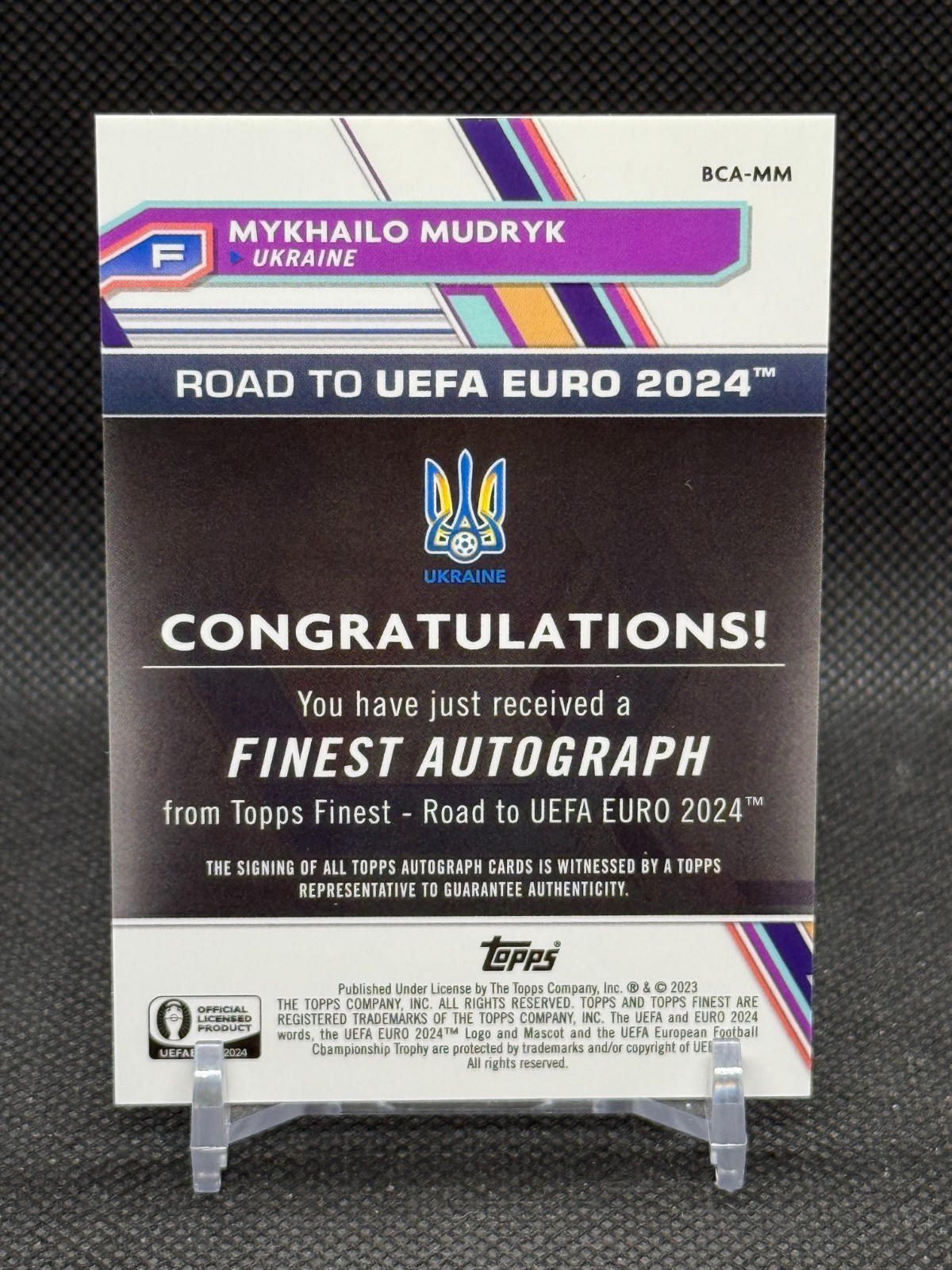 Mykhailo Mudryk 2023 Finest UEFA Euro 2024 National Debut Rookie Auto RC Ukraine view 2