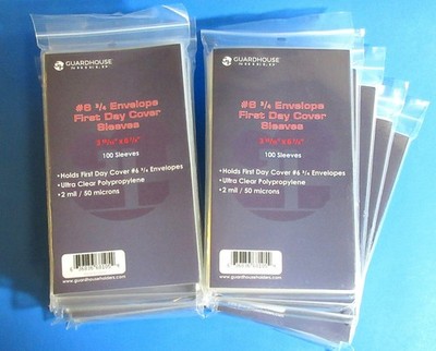 1000 FIRST DAY COVER POLY SLEEVES,#6-3/4 COVERS, GUARDHOUSE SHIELD, 2 MIL, CLEAR