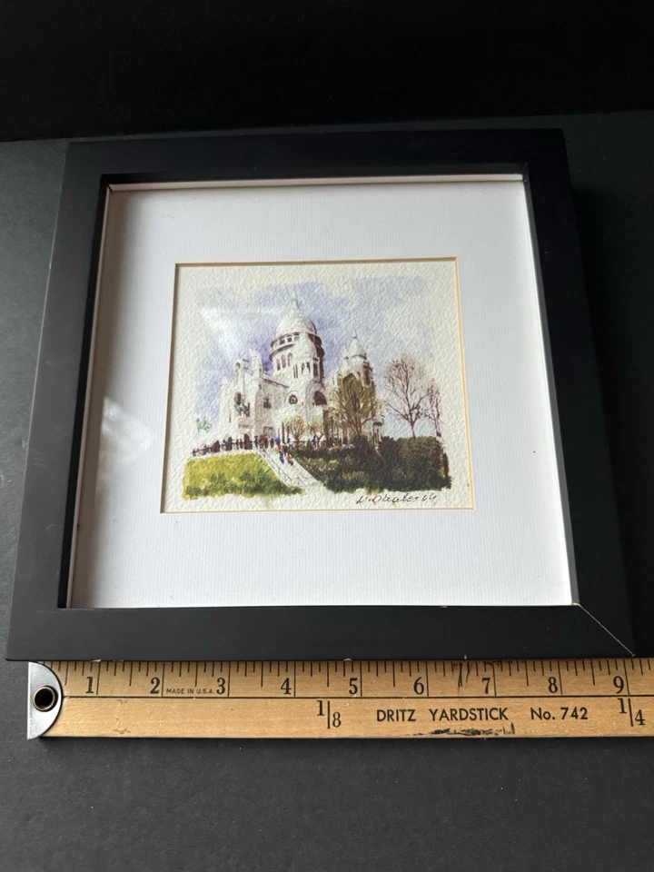 Pottery Barn Watercolor Print Wall Hanging Framed Matted 9x9 Minimalist Cottage - Image 4 of 4