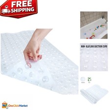 40x16 Non-Slip Shower Safety Mat with Suction Cups - Machine Washable and Clear