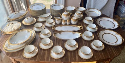 HUGE Set 89 Pieces 1920's PICKARD Floral Hand-Painted China, Bavaria, Antique