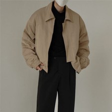 Men's Short Fashionable Loose Casual Handsome Lapel Coat Windbreaker Jacket