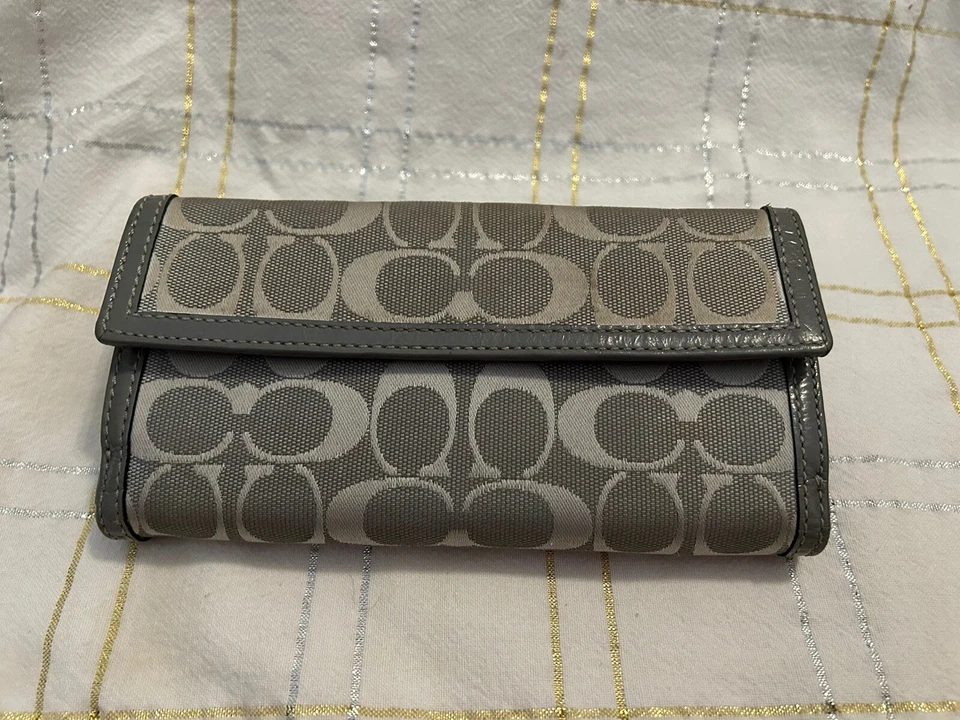 ТРЕНЕР 43609 серый/серебро замок подпись тонкий конверт клапан бумажник сумочки - Изображение 2 из 4