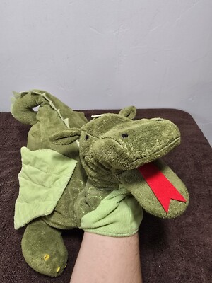 PBK Pottery Barn Kids 2006 Dragon Plush Puppet Green w Corduroy Medieval 22 