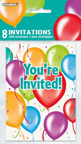 Balloo Invitations Invites Balloon Birthday Party Invites Decoration Supply 8 ct - Picture 2 of 3