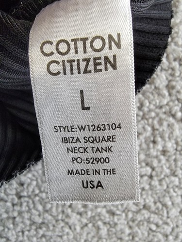 Cotton Citizen Ibiza Ribbed Square Neckline Tank Top Women's L Jet Black Solid~ - Picture 7 of 12
