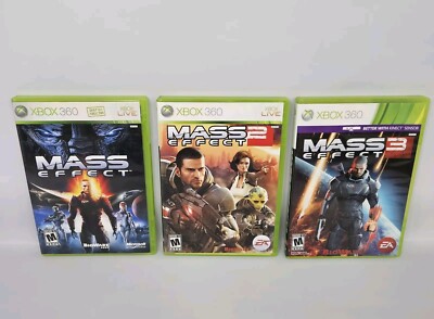 Mass Effect 1 + 2 + 3 - Xbox 360 - All 3 Games Complete Series Tested