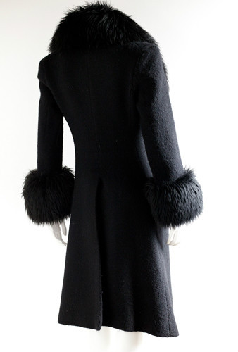 VIVIENNE WESTWOOD Black Wool Fitted Coat With Fur Collar