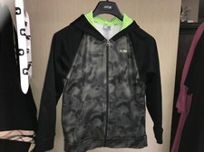 Youth full zip hooded jacket by champion black camo with bright green logo Large