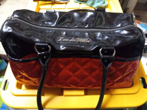 Buy the Lux De Ville Black Leopard Print Quilted Shiny PVC Large Satchel  Bag Handbag