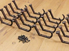 20 Rustic Coat Hooks Cast Iron Wall Mount Hat Hook Towel Railroad Spikes Bath 