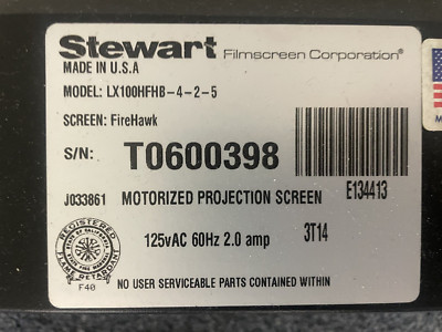 Stewart Motorized Projection Screen - FireHawk - 100''