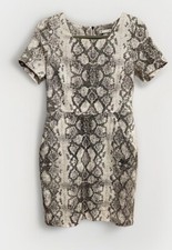 Snake Skin Print Dress With Pockets And Full Zipper Back Detail